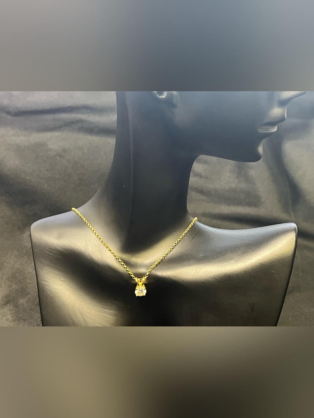 0.50 CT Moissanite Solitaire Necklace, Gold Over S925, 18”